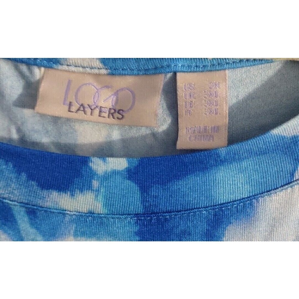 LOGO Layers Lori Goldstein Watercolor Tank Top Blue Sea 2X - Picture 2 of 5